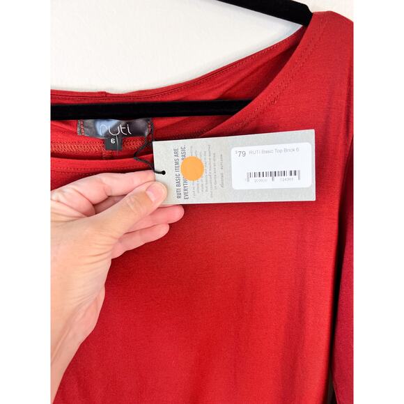 Designer RUTI Basic Top Brick Red US Size XL / Size16  Long Sleeve Boat Neck NWT - Picture 3 of 9